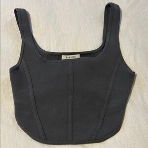 Babaton Gray Sleeveless Bodysuit with Bustier Style and Fitted Design